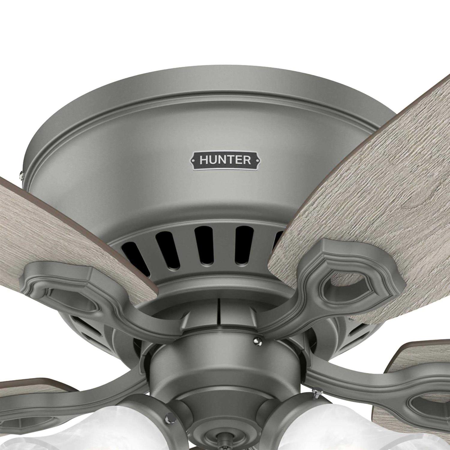 52 Hunter Builder Matte Silver Low Profile Ceiling Fan with LED Light 51113 - Image 3