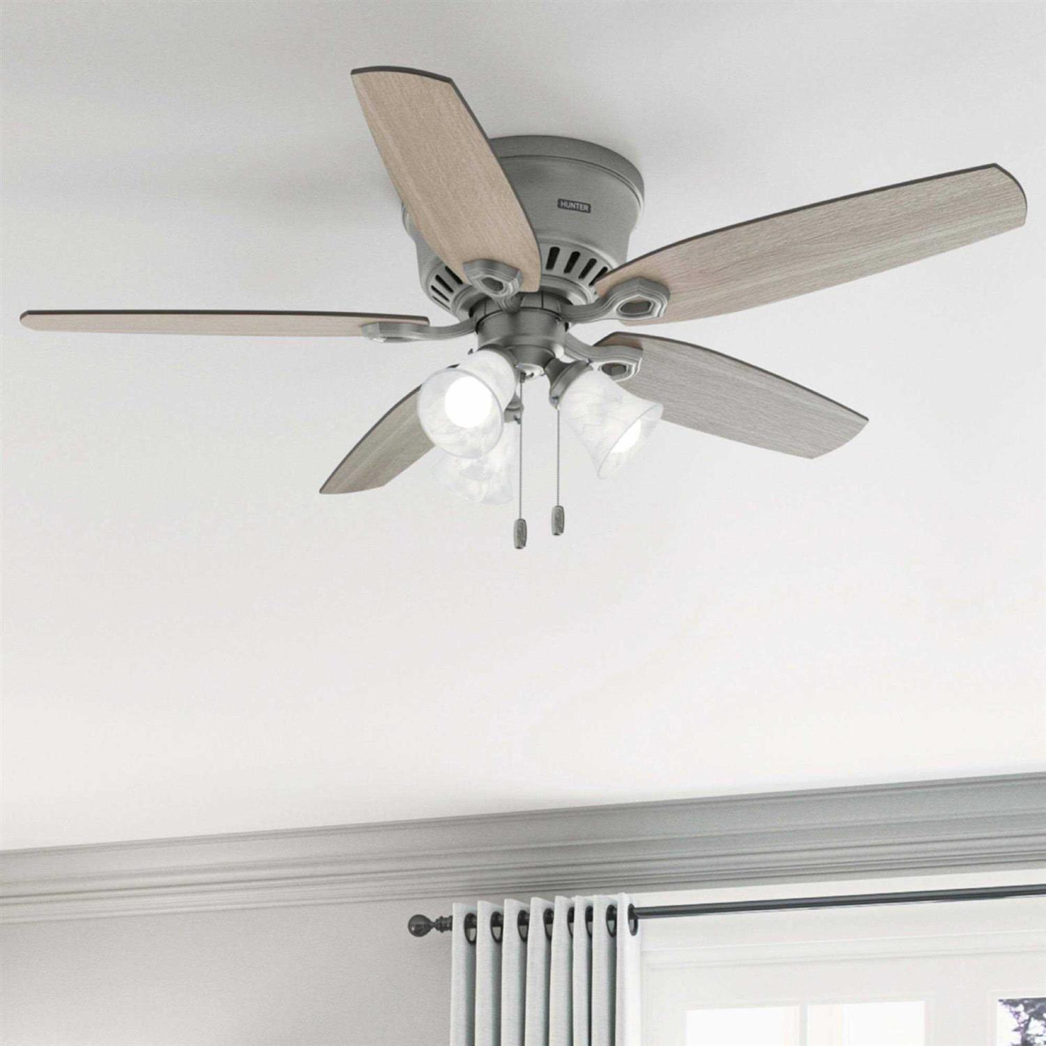 52 Hunter Builder Matte Silver Low Profile Ceiling Fan with LED Light 51113 - Image 5