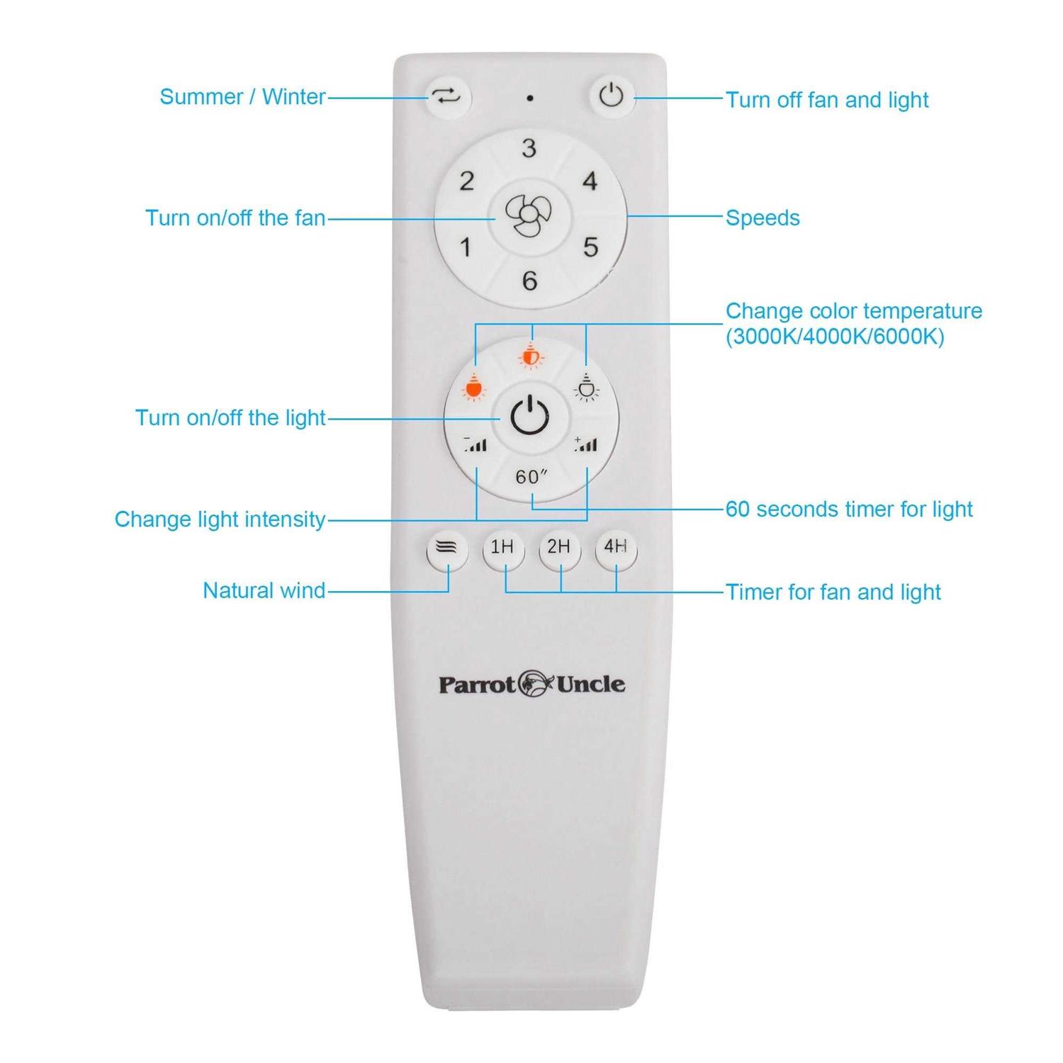 Parrot Uncle 28 Dimmable LED Ceiling Fan with Light and Remote - Image 4