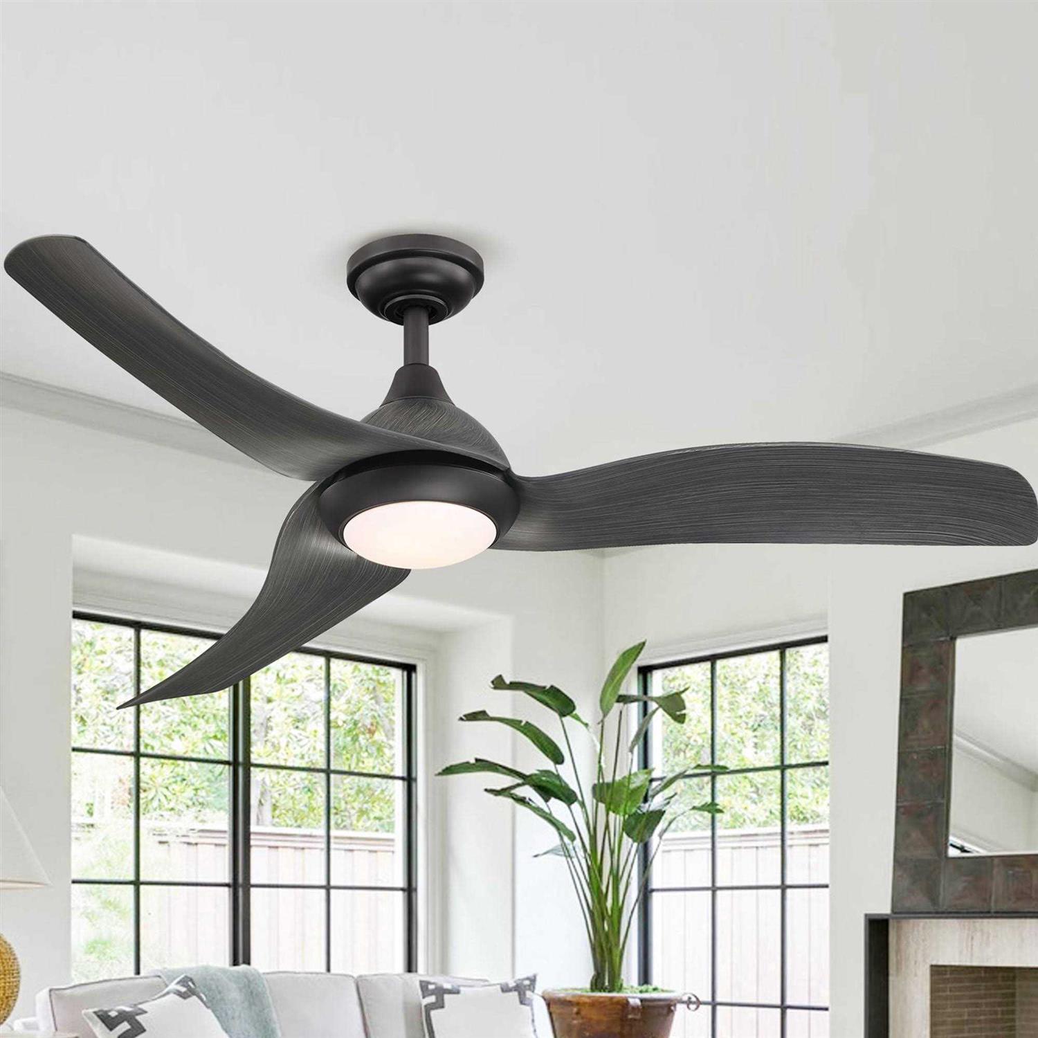 Parrot Uncle 52 inch Modern Grey Propeller 3-Blade LED Ceiling Fan with Light and Remote