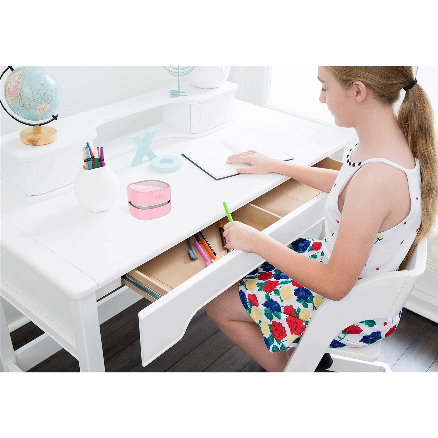 ODISTAR Desktop Vacuum Cleaner,Mini Table dust Sweeper Energy Saving,High Endurance up to 400 mins,Cordless&360o Rotatable Cleaning Hairs - Image 2