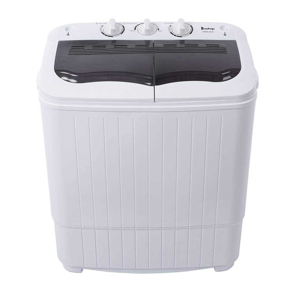 Portable Compact Twin Tub Washing Machine,Portable Laundry Washer,with Built-in Drain Pump Semi-automatic Cover Washing Machine for Camping