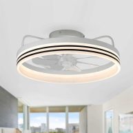 Oaks Aura Bladeless Smart App Remote Control Low Profile 6-Speed Ceiling Fan DC Motor Flush Mount Dimmable Lighting