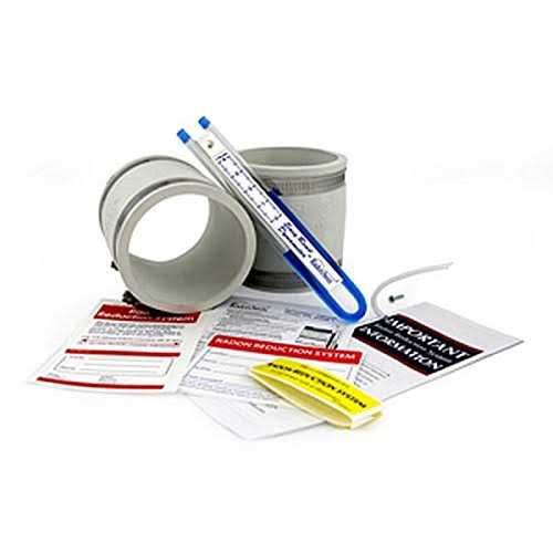 RadonAway GP501 Radon Fan Install kit Two 3×3 White Couplings U-Tube Vacuum Gauge Radon System Labels - Image 3