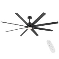 72 in. LED Indoor Matte Black Large Ceiling Fan with Light and Remote Control