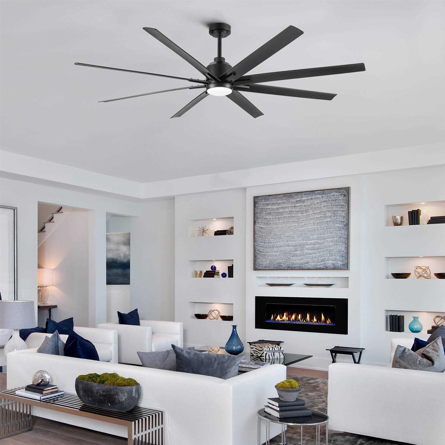 72 in. LED Indoor Matte Black Large Ceiling Fan with Light and Remote Control - Image 4