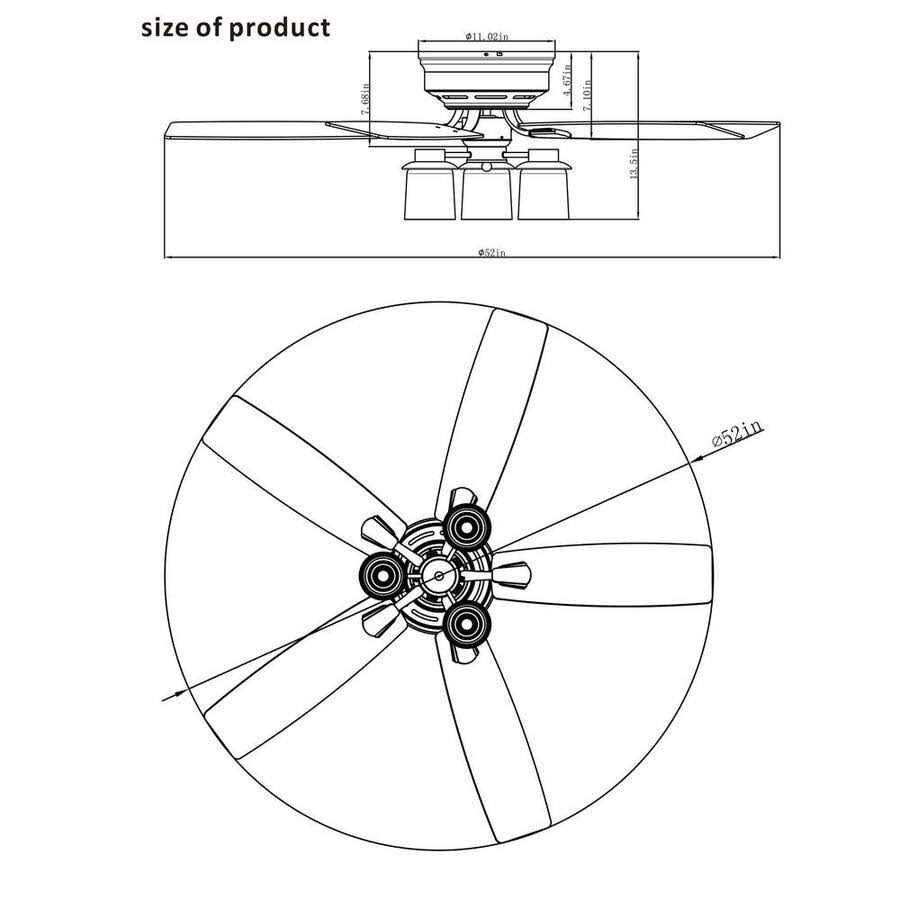 Parrot Uncle 52 Modern Flush Mount Reversible Ceiling Fan with Lighting and Remote Control - Image 4