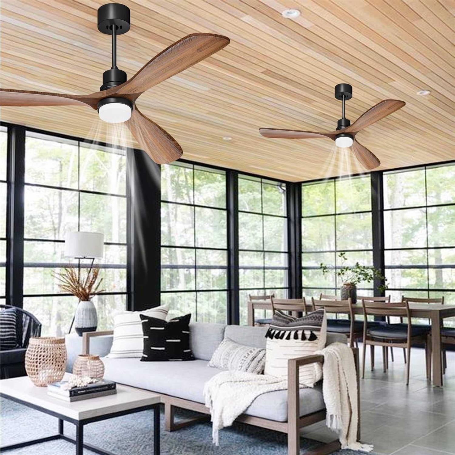 Obabala 52 Ceiling Fan with Lights Remote Control Outdoor Wood Ceiling Fans Noiseless Reversible DC Motor - Image 4