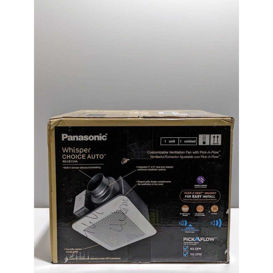 Panasonic RG-C811HA Whisper Choice Auto DC Pick-A-Flow 80/110 CFM Ceiling Bathroom Exhaust Fan with Humidity Sense and Flex-Z Fast Bracket - Image 3