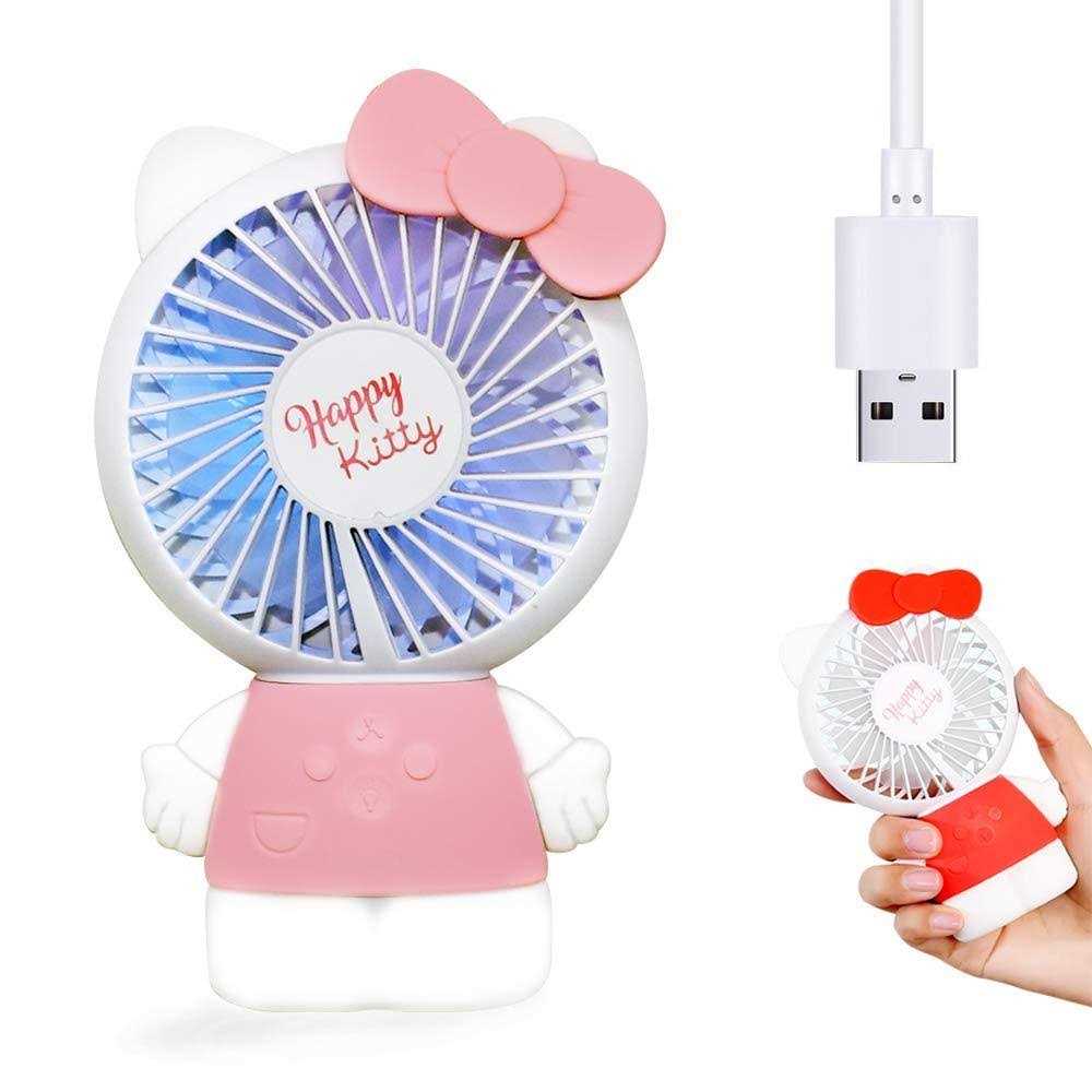 Portable Personal Small Desk Fan Mini fans Usb Battery operated Cute Kitty Cat