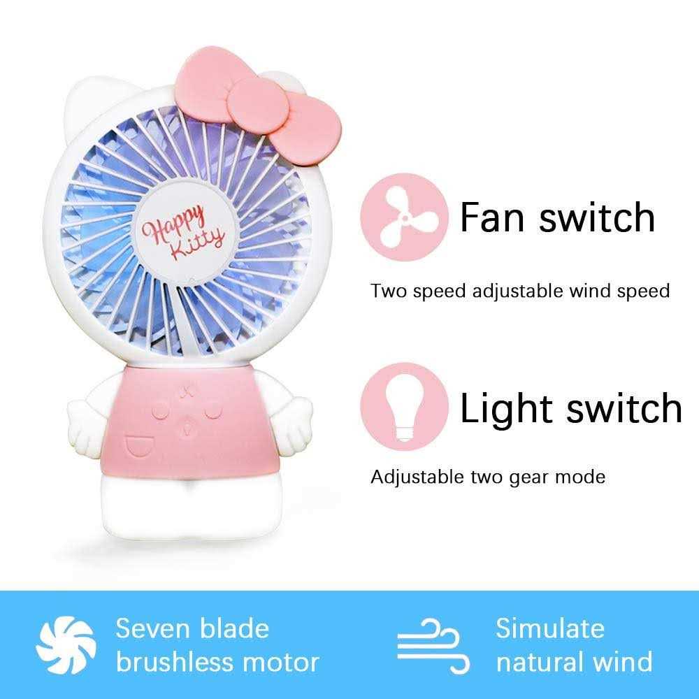 Portable Personal Small Desk Fan Mini fans Usb Battery operated Cute Kitty Cat - Image 4