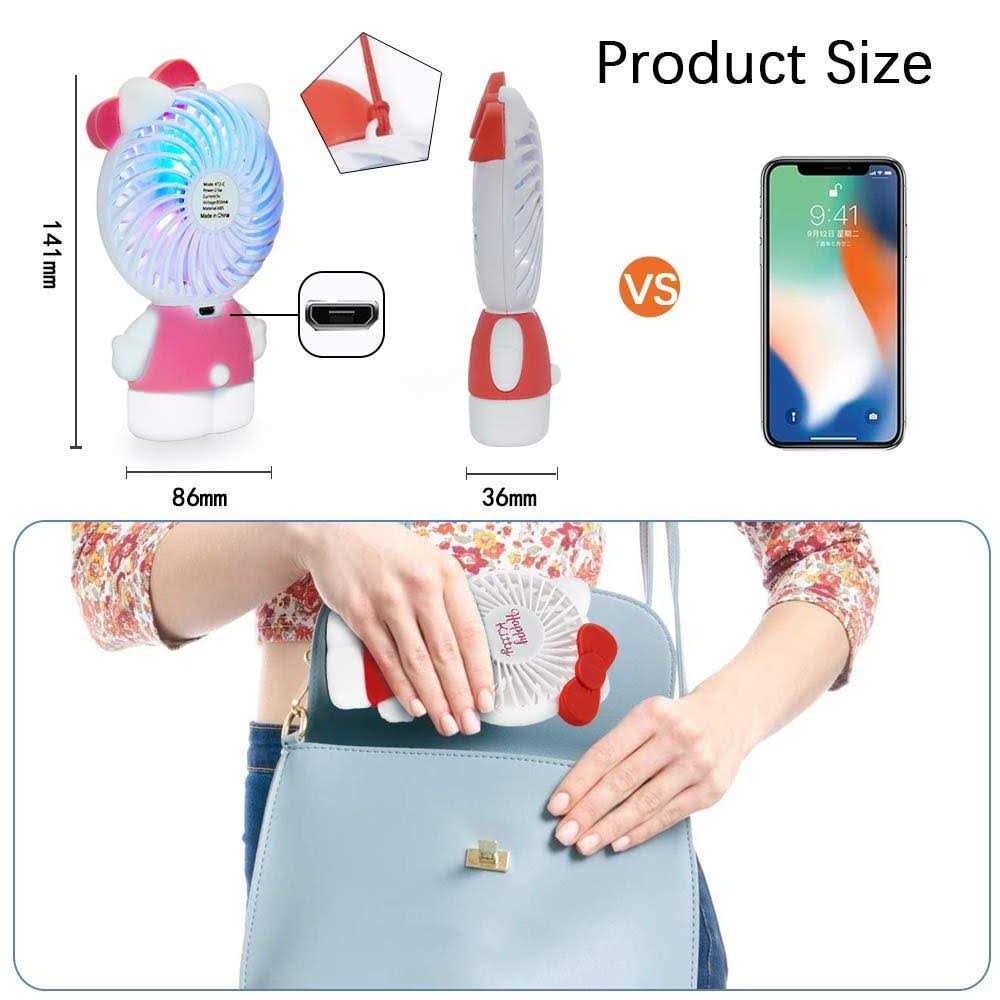 Portable Personal Small Desk Fan Mini fans Usb Battery operated Cute Kitty Cat - Image 5