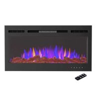 5440 BTU 36 in. Electric Fireplace Wall-Mount or Recessed 3-Color LED Flame with Touchscreen and Remote