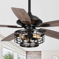 Parrot Uncle 52 Industrial Wood 5-Blade 3-Light Metal Ceiling Fan with Remote
