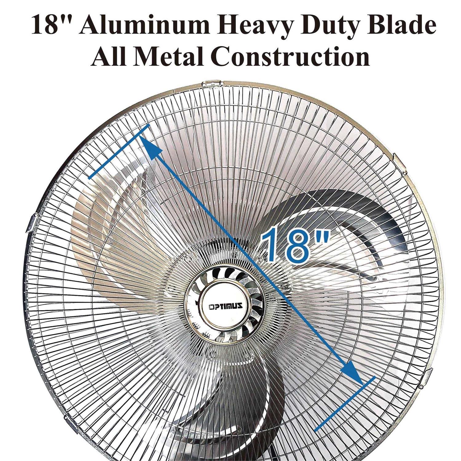 Optimus 18 Industrial Grade High Velocity Oscillating Wall Fan Chrom - Image 2