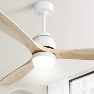 60 Inch Solid Wood Ceiling Fan with Remote Reverse Functions ,Integrated Light Optional