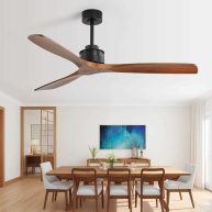 60 Inch Solid Wood Ceiling Fan with Remote Reverse Functions ,Integrated Light Optional