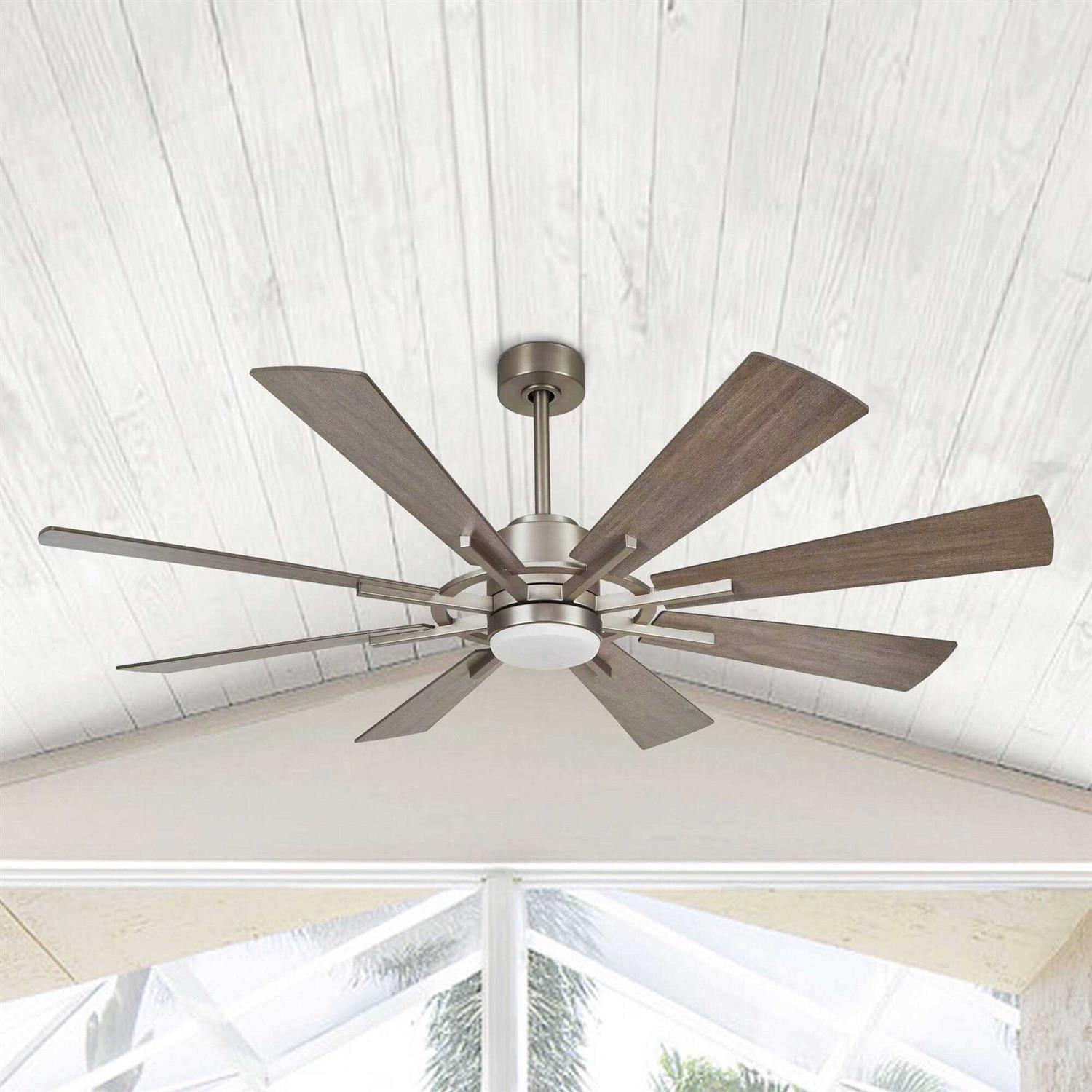 Parrot Uncle 60 Walnut Wood 8-Blade Farmhouse Windmill LED Ceiling Fan with Remote - Image 4