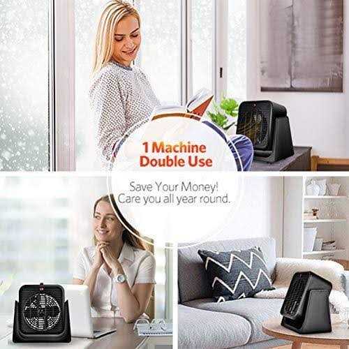 2 in 1 Cooler & Heater Desk Electric Small Cooling and Heating Fan Combo W/ Tip Over & Overheat Protection - Image 3