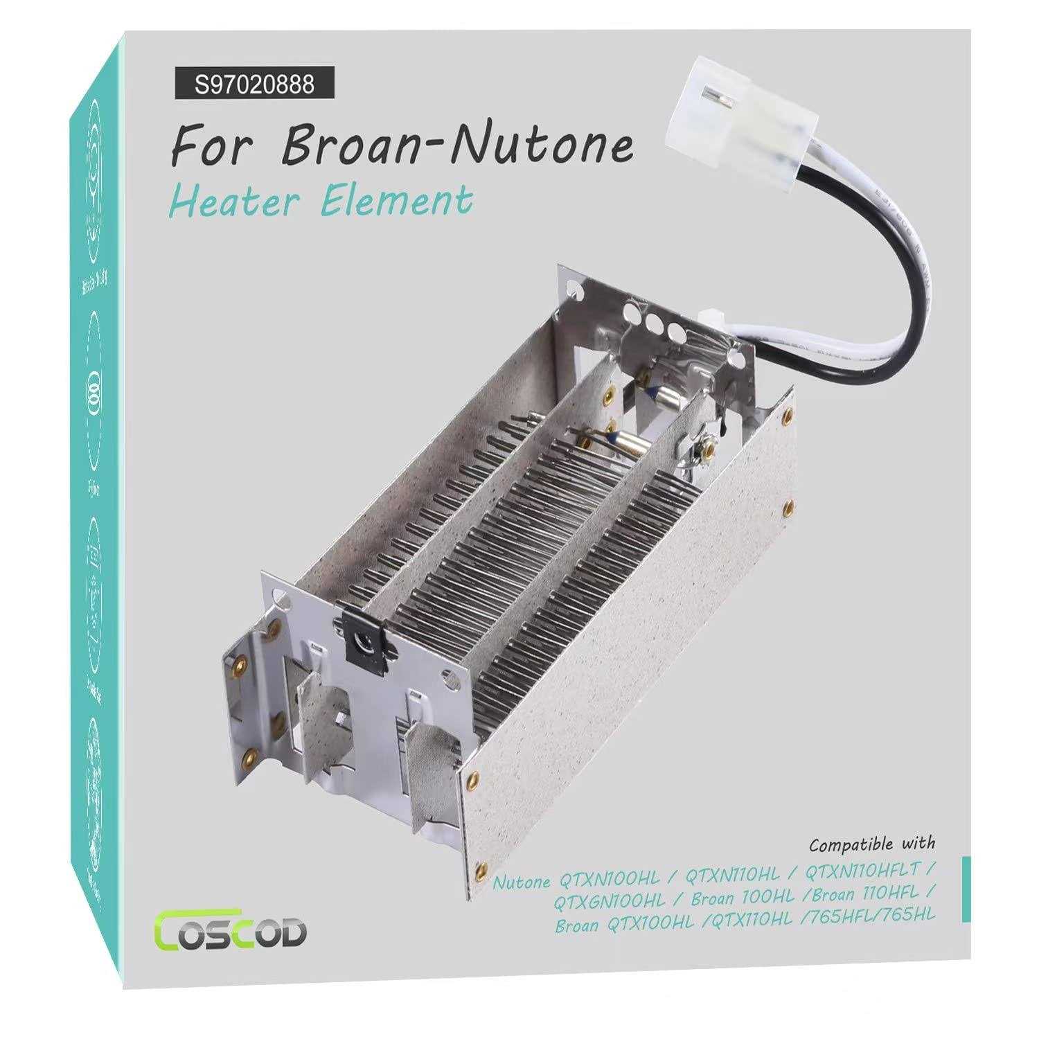 Original Bathroom Fan Heater Element Replacement Part COSCOD Heater Element for Nutone QTXN 110HL/100HL/ Broan 100HL etc