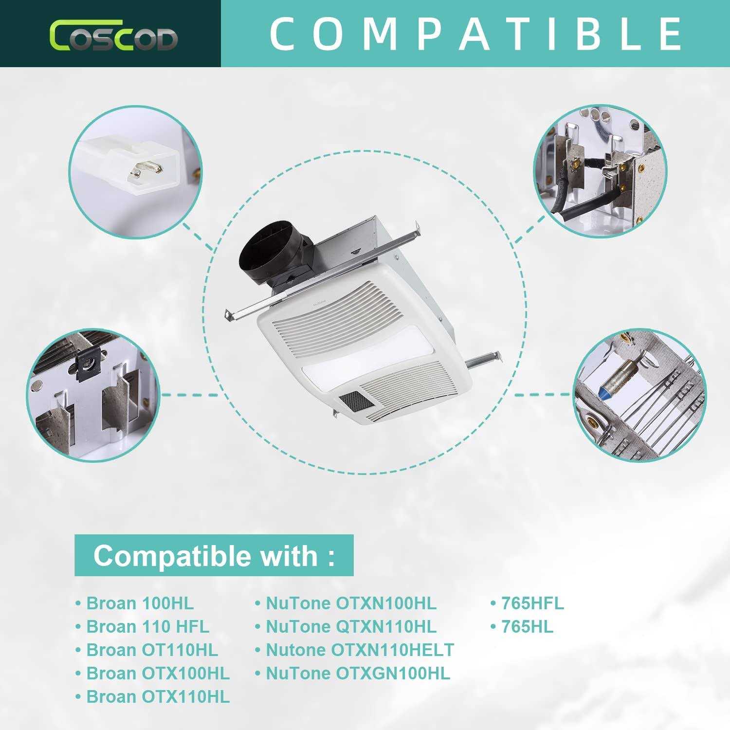 Original Bathroom Fan Heater Element Replacement Part COSCOD Heater Element for Nutone QTXN 110HL/100HL/ Broan 100HL etc - Image 4