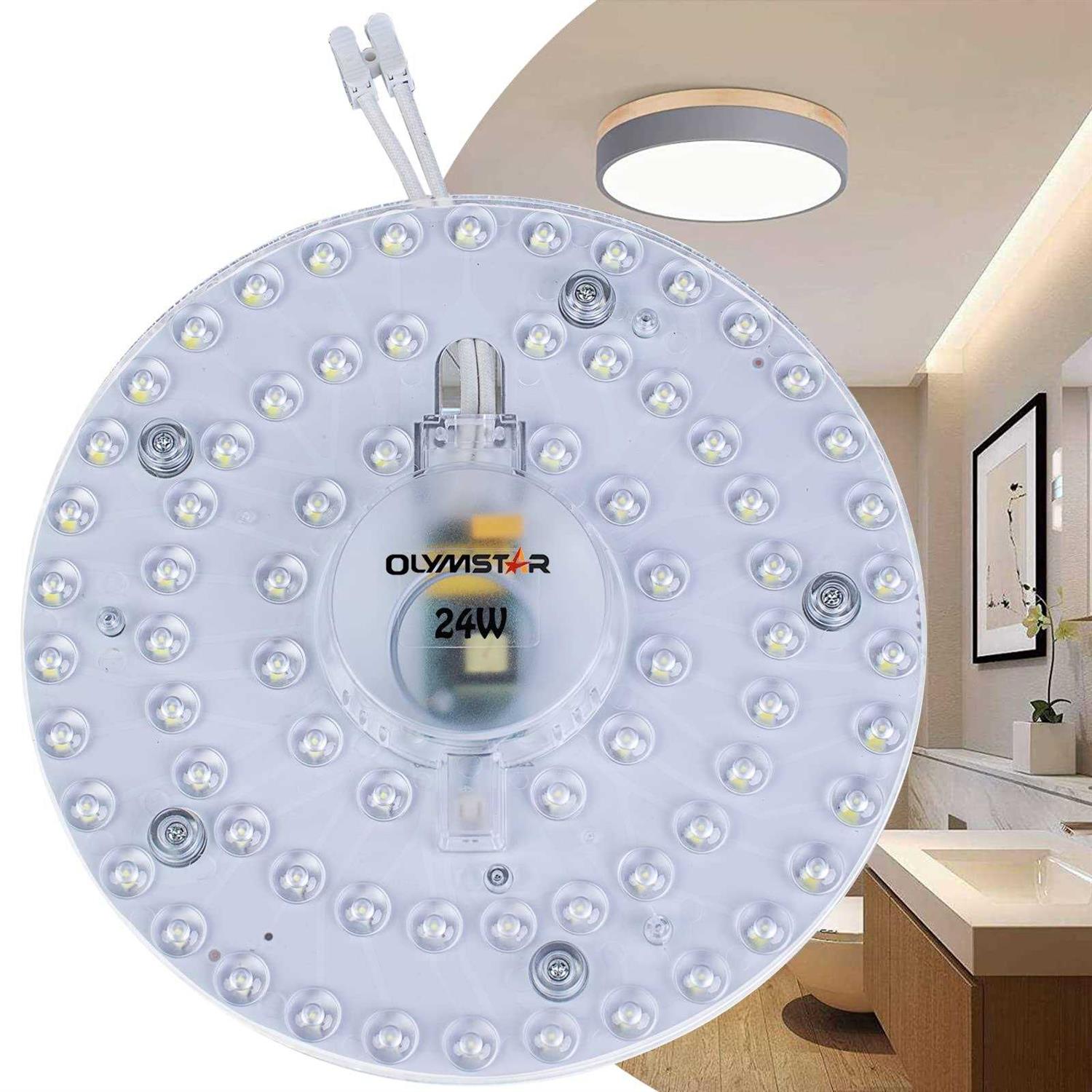 Olymstar 24W LED Ceiling Fan Light Kit Light Board Panel For Flush Mount Ceiling