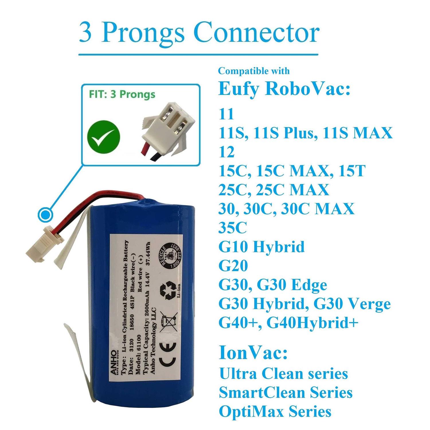 Replacement Shark Rvbat700 Battery for Shark RV750 RV720 RV700 Eufy RoboVac 11 - Image 3
