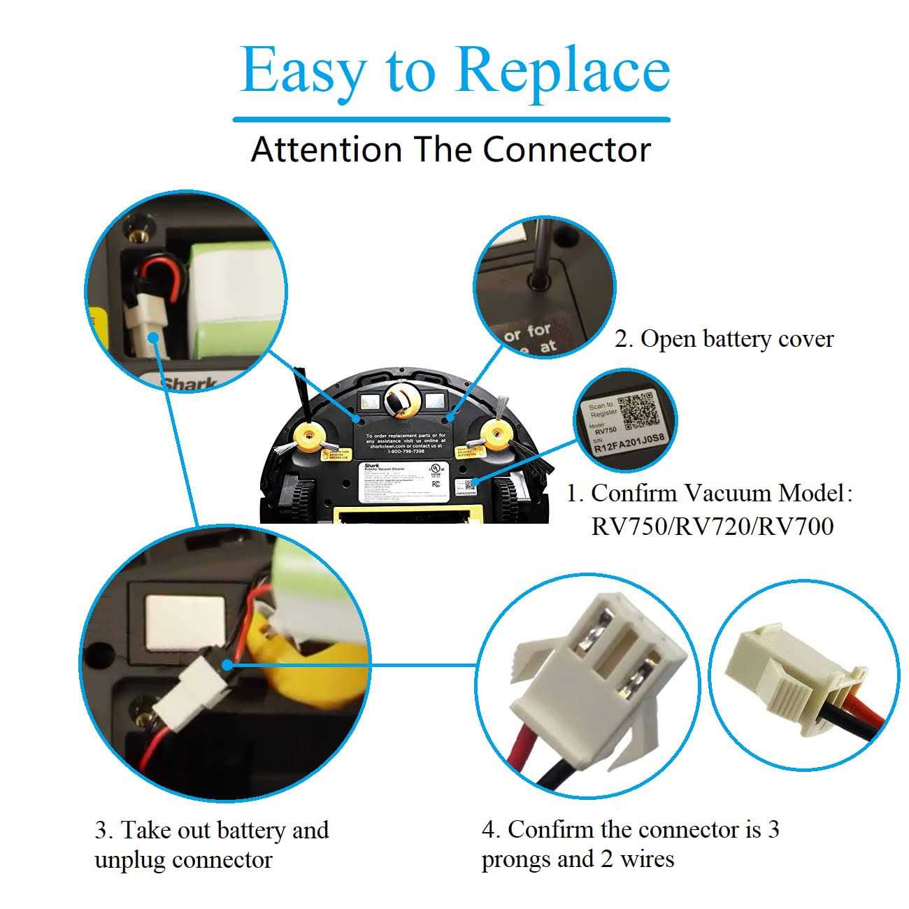 Replacement Shark Rvbat700 Battery for Shark RV750 RV720 RV700 Eufy RoboVac 11 - Image 4