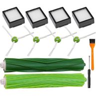 Replacement Parts Accessories Compatible For IRobot Roomba I &E&J Series Vacuum Cleaner With 1 Set MultiSurface Rubber Brushes 4 HEPA Filters 4 Side