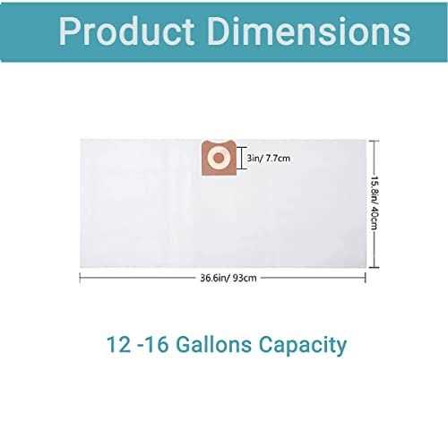 PACK 6 VF3502 Shop Vac Bags Compatible with Ridgid 12 to 16 Gallon Wet Dry Vac High Efficiency Vacuum Bag 23743 Replacement Dust Collector PS12 - Image 4
