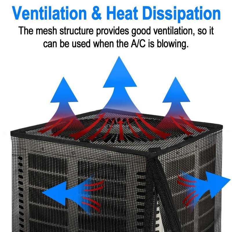 Outdoor Air Conditioner Cover TRELC All Seasons Mesh Breathable AC Unit Cover with Detachable Waterproof Top - Image 3