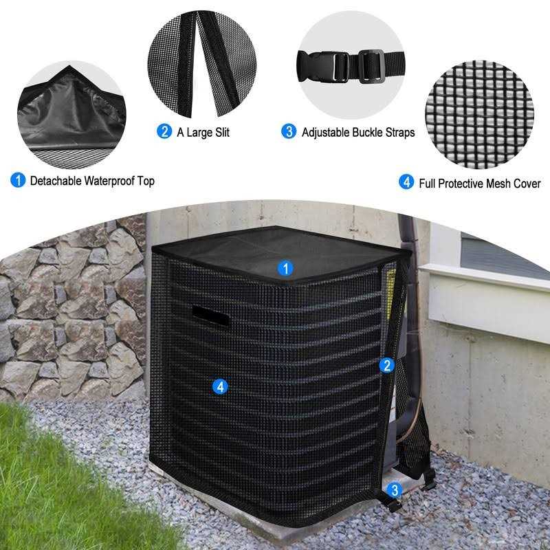 Outdoor Air Conditioner Cover TRELC All Seasons Mesh Breathable AC Unit Cover with Detachable Waterproof Top - Image 4