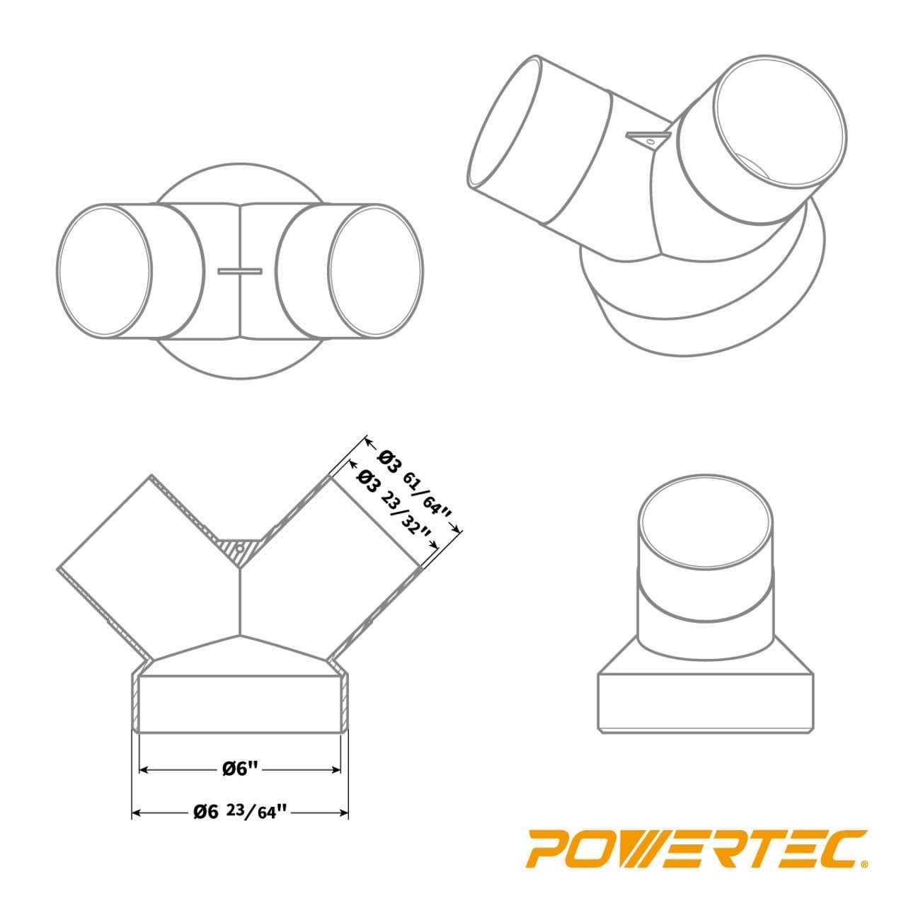 POWERTEC 70189 Y-Fitting 6 x 4 x 4 - Image 5