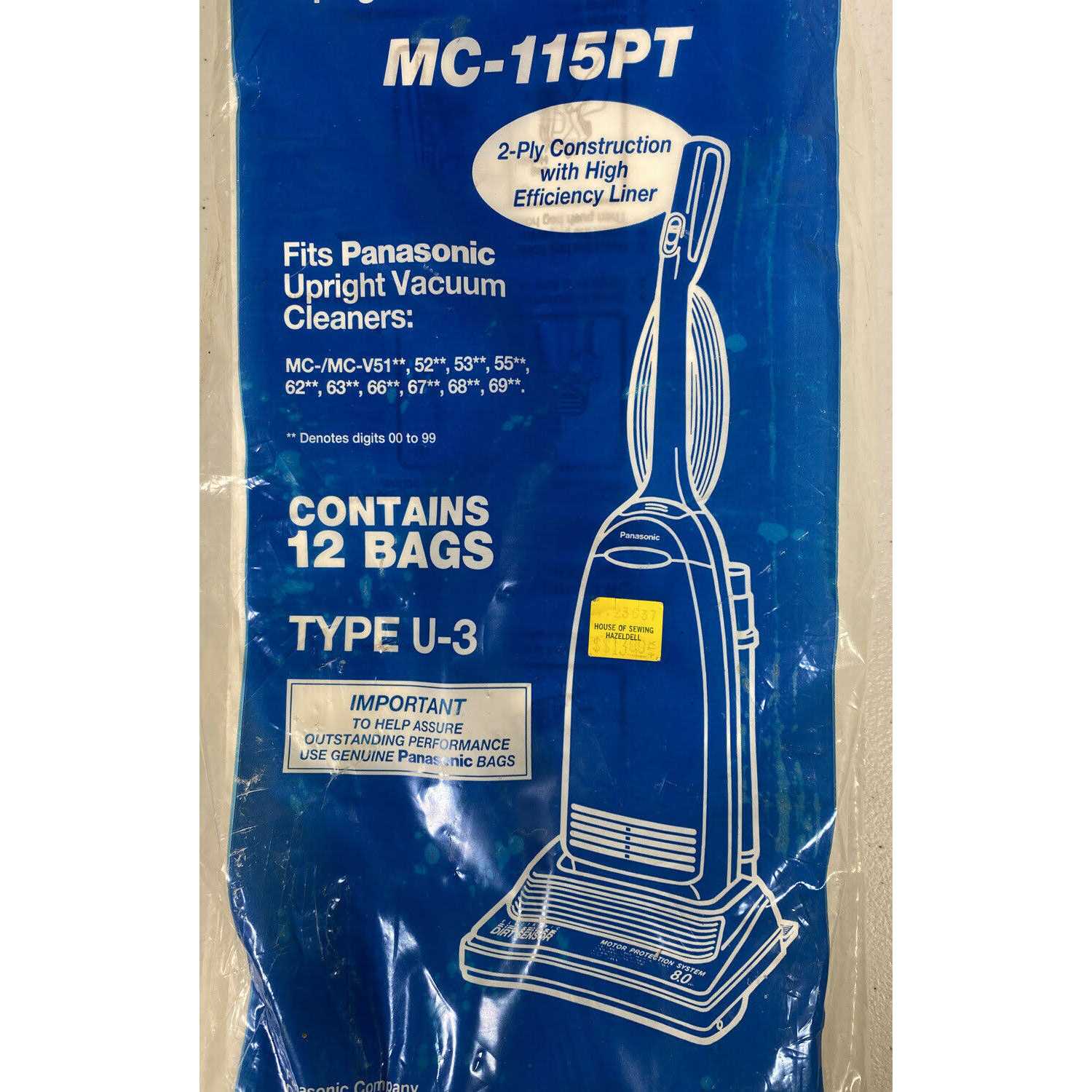 Package of 12 Panasonic Type U-3 Bags #MC-115PT - Image 4