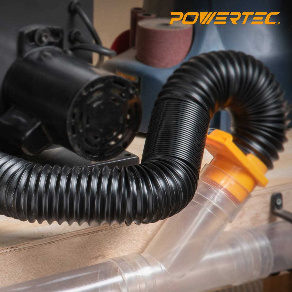 Powertec 70198 2-1/2-Inch Flexible Dust Collection Hose 36-Inch Long - Image 2