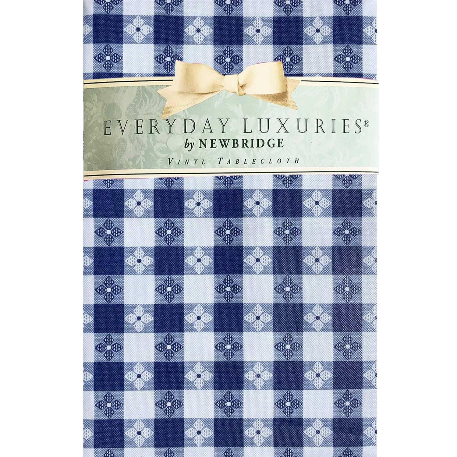 Newbridge Bistro Tavern Check Vinyl Flannel Backed Tablecloth Checkered Vinyl Picnic BBQ and Dining Tablecloth