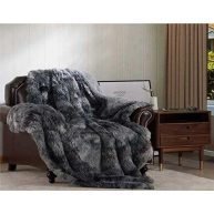 Bedsure Soft Fuzzy Faux Fur Blanket Grey Fluffy Sherpa Blanket