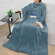 Pavilia Fleece Blanket with Sleeves for Women Men Adult Wearable Blanket Warm