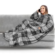 Pavilia Fleece Blanket with Sleeves for Women Men Adult Wearable Blanket Warm