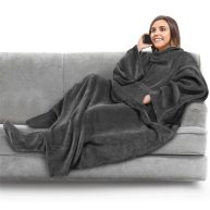 Pavilia Fleece Blanket with Sleeves for Women Men Adult Wearable Blanket Warm