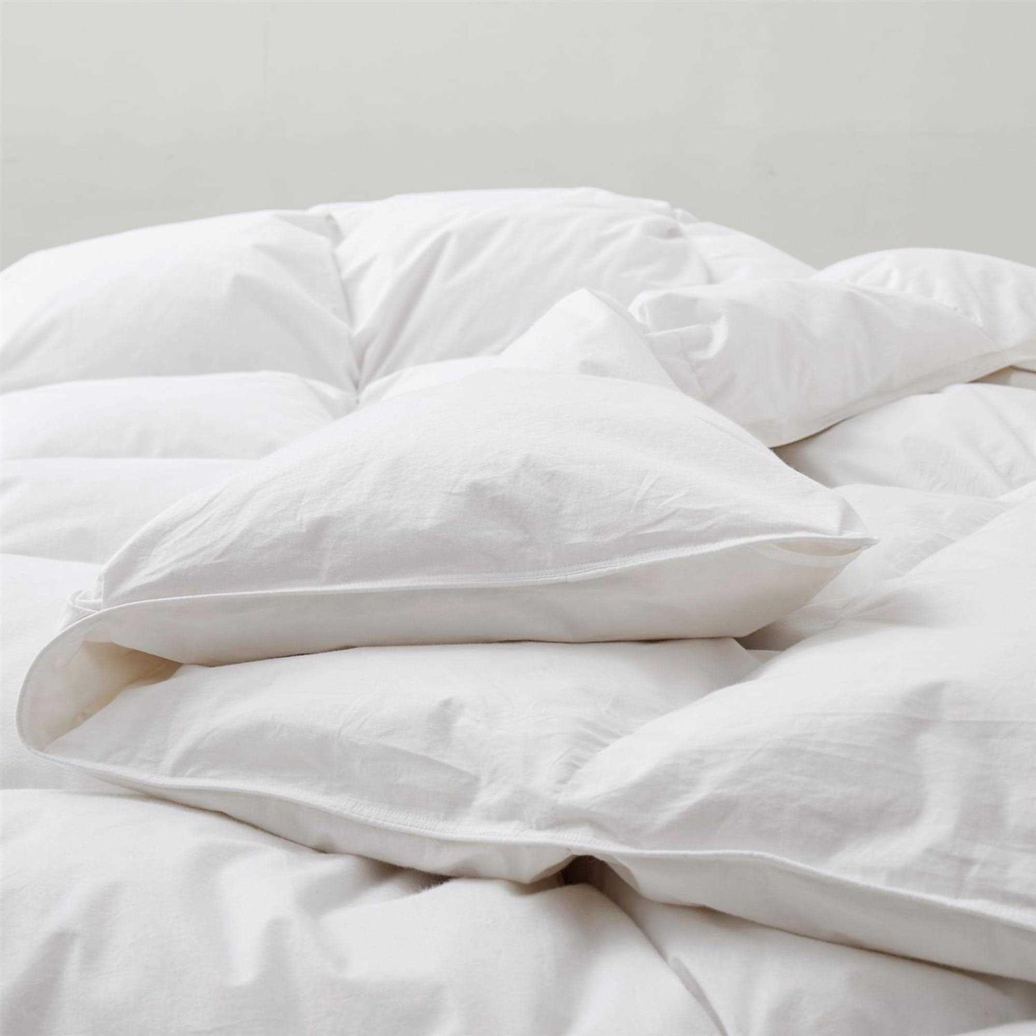 All Seasons Pinch Pleat Goose Feather and Down Comforter-Breathable Cotton Fabric Baffled Box Duvet Insert - Image 5