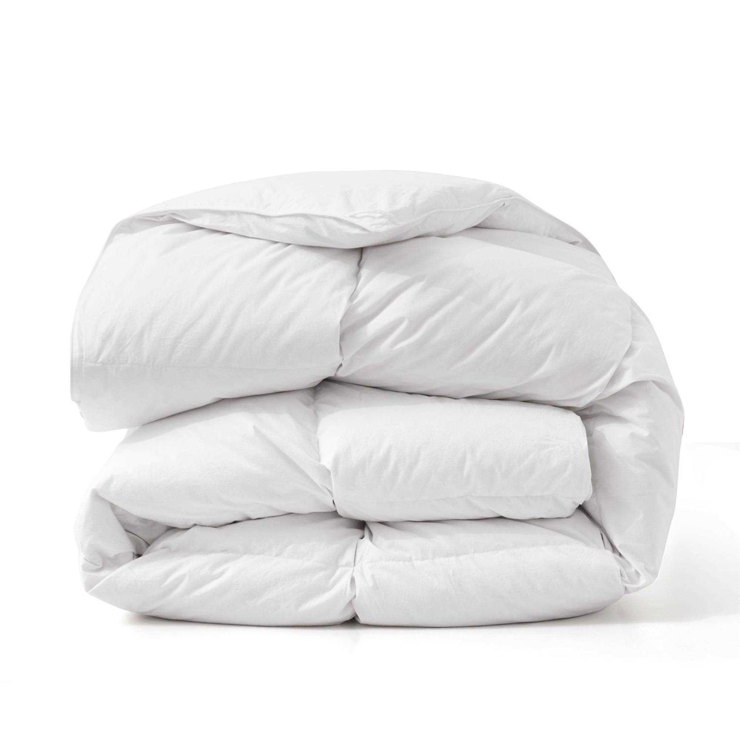 All Seasons Pinch Pleat Goose Feather and Down Comforter-Breathable Cotton Fabric Baffled Box Duvet Insert - Image 2