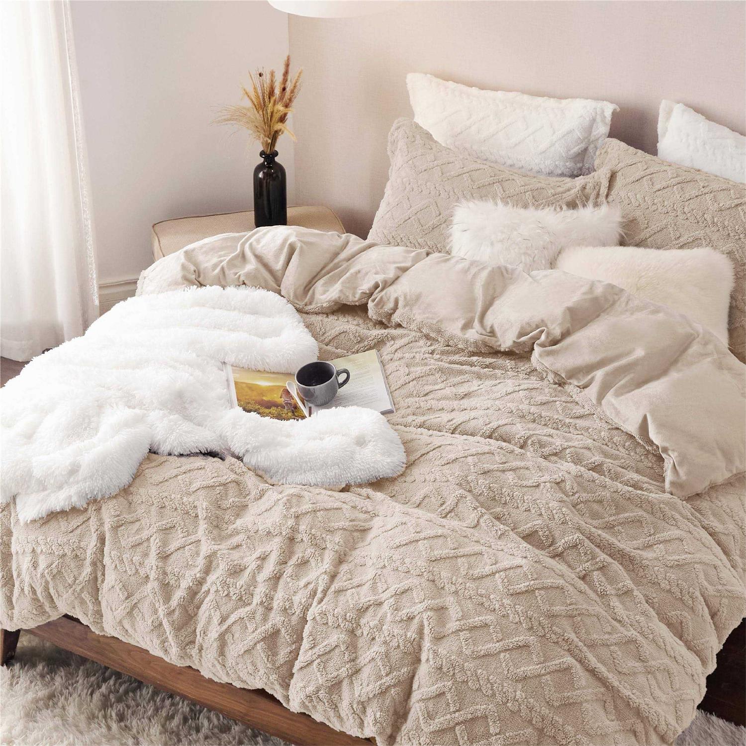 Bedsure Fluffy Comforter Cover Set Faux Fur Duvet Cover