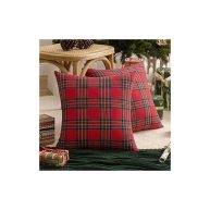 Aqothes Pack Of 2 Christmas Plaid Decorative Throw Pillow Covers