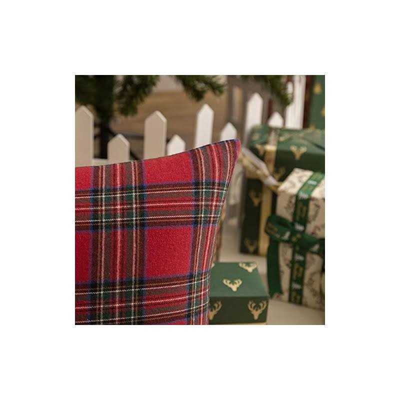 Aqothes Pack Of 2 Christmas Plaid Decorative Throw Pillow Covers - Image 5