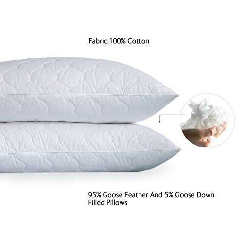 Peace Nest White Quilted Feather Down Pillow - Image 3