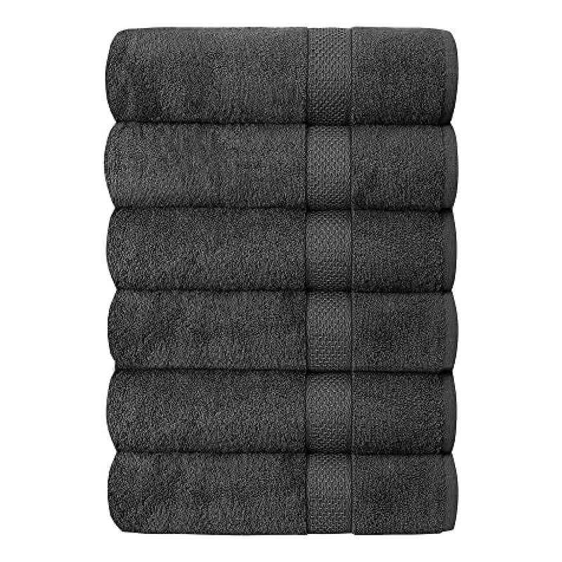 QUBA Linen Luxury Hotel & Spa 100% Cotton Bath Towels Set of 6-24×48 inch Ultra Soft Large Bath Towel Set Highly Absorbent Daily Usage Ideal for Pool