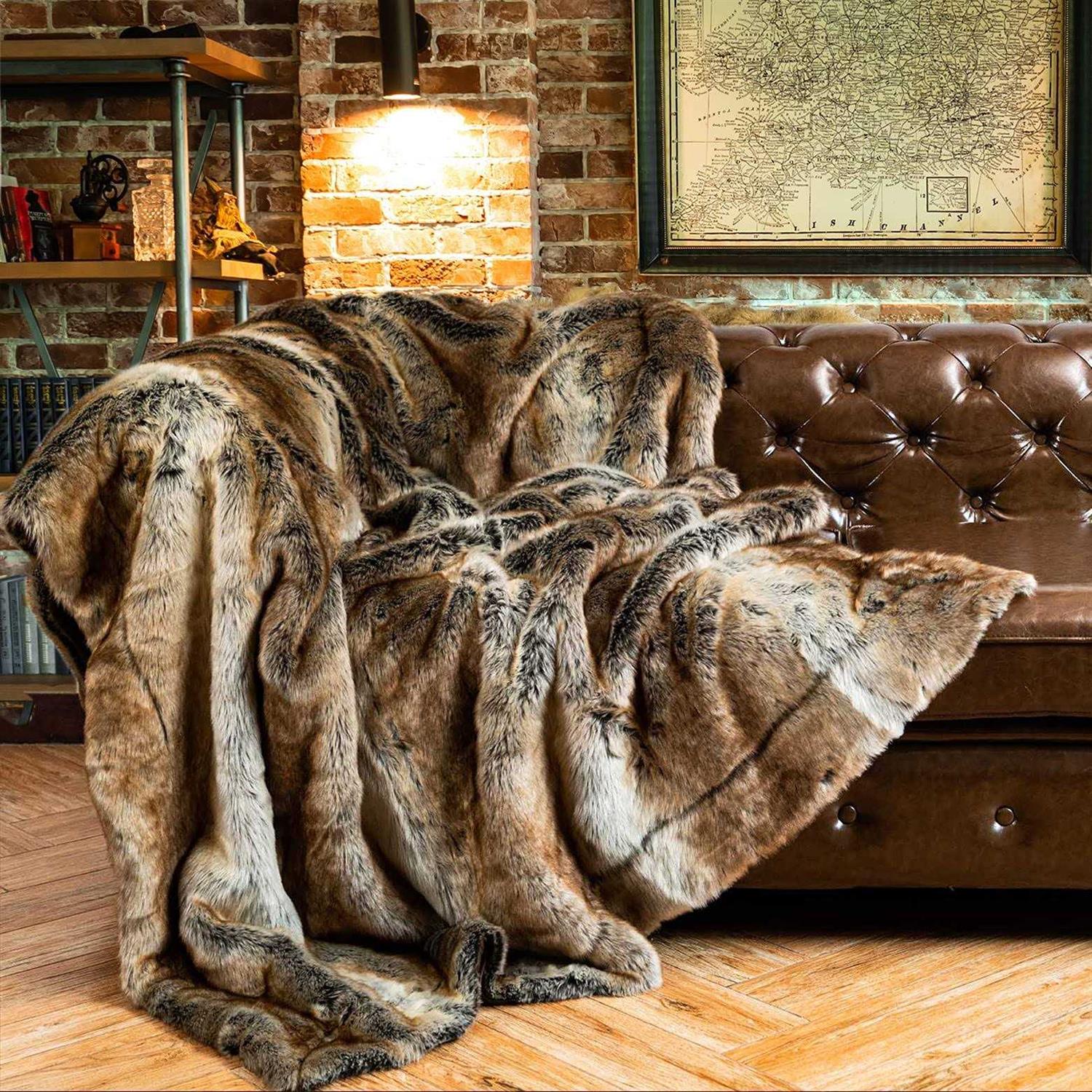 Battilo HOME Luxury Faux Fur Blanket Throw