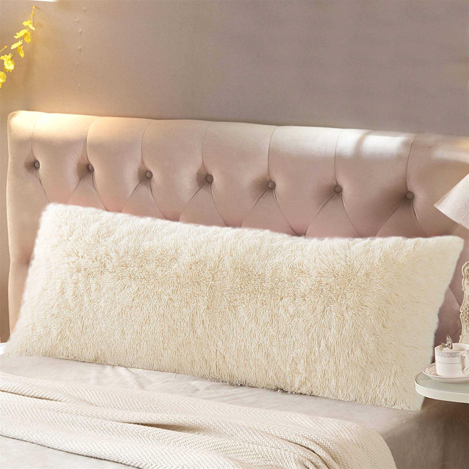 Reafort Luxury Long Hair PV Fur Faux Fur Body Pillow Cover/Case 21inx54in