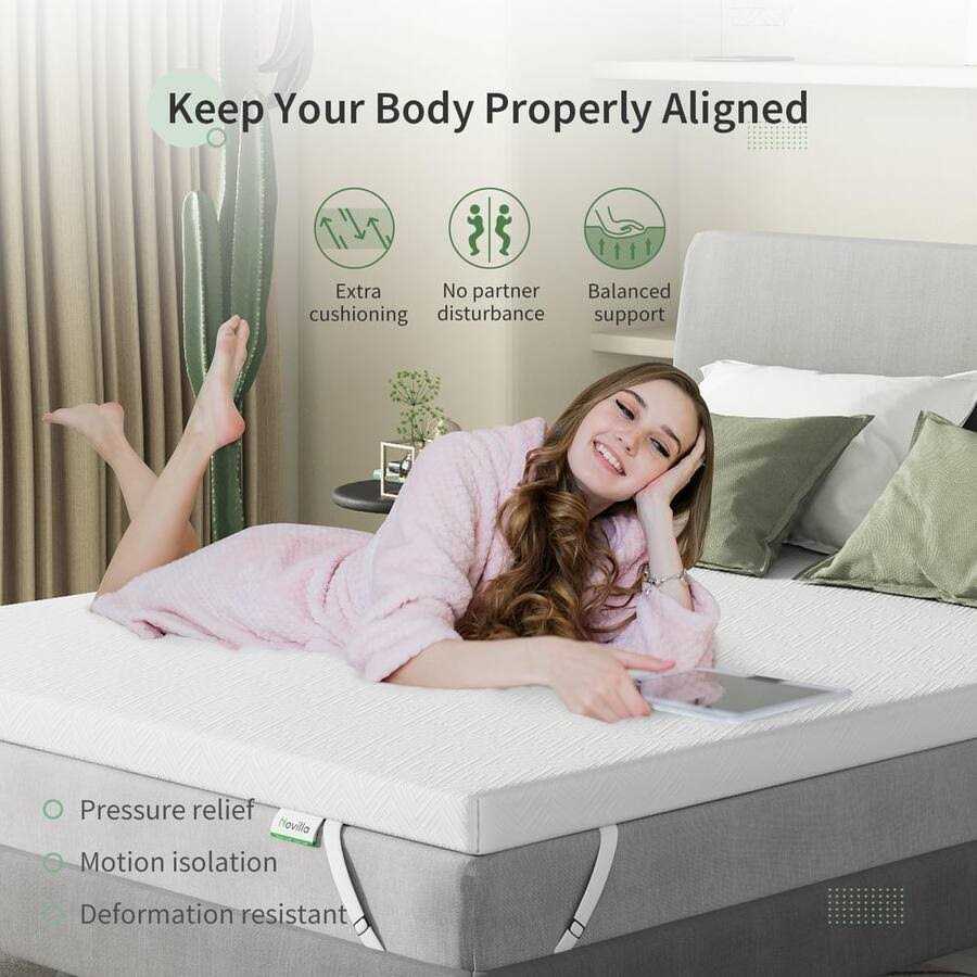 Novilla Gel Memory Foam Enhance Cooling Supportive and Pressure Relieving Mattress Topper - Image 5